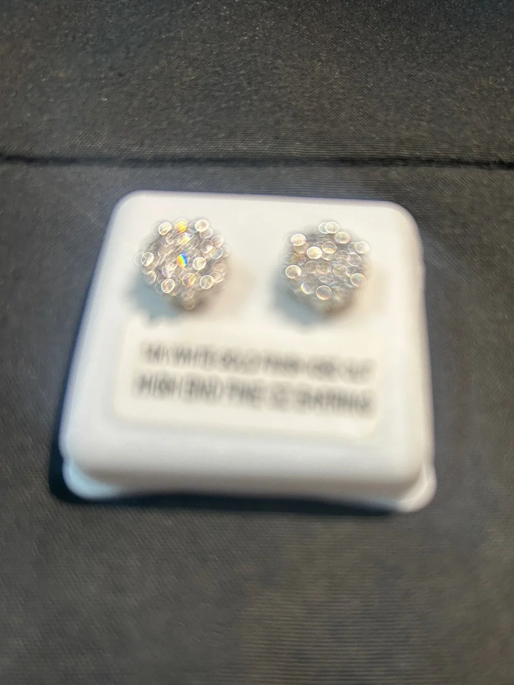 14K White Gold Finish Iced Out CZ Stud Earrings - Sparkling Silver